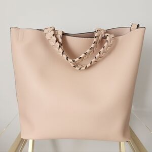 Jules Kae Vegan Leather Blush Tote Bag with shoulder strap